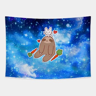 Sloth and Bunny Night Sky Tapestry