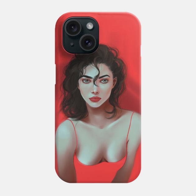 Woman in a red dress Phone Case by Fatchilart