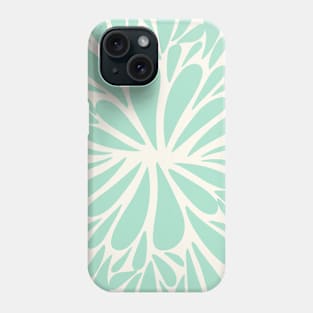 Retro abstract floral burst - pastel turquoise Phone Case
