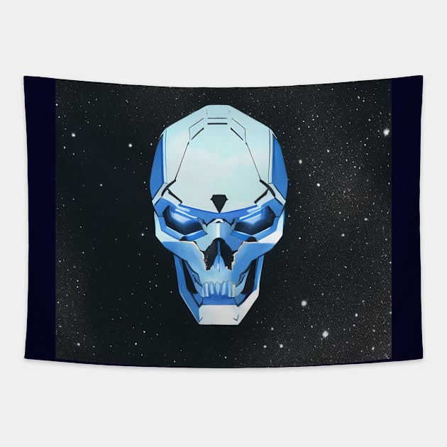 cyber skull on space backdrop Tapestry by glowglowworm