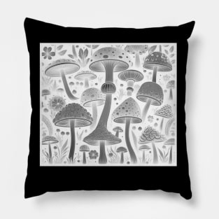 Black and White Mushroom pattern design for Phish fans and Deadheads Pillow
