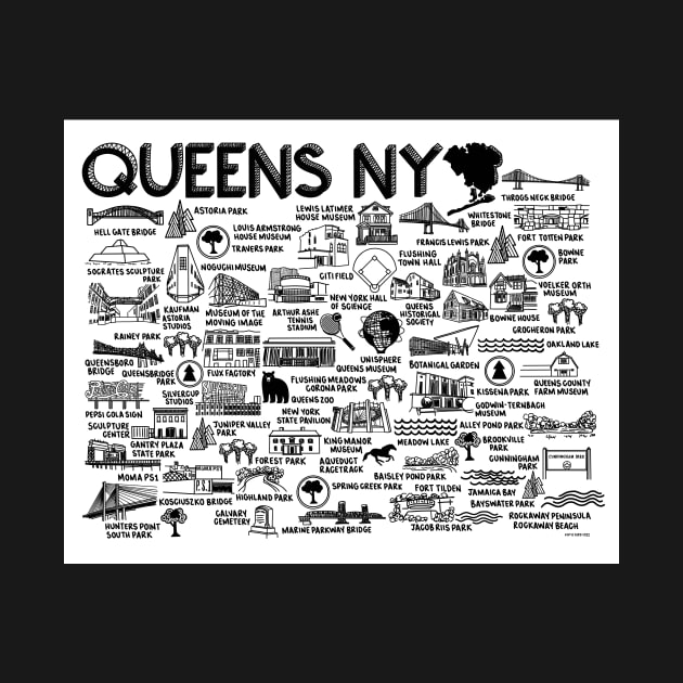 Queens NY Map by fiberandgloss