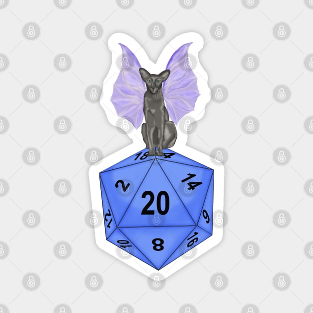 Druid cat. Winged cat. D20 Magnet by KateQR