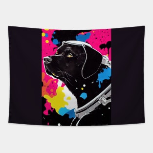 Astronaut black labrador portrait Tapestry