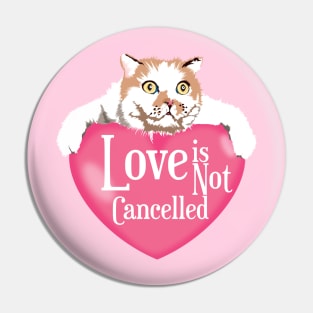 Love is Not Cancelled Pink Heart Cat Pin
