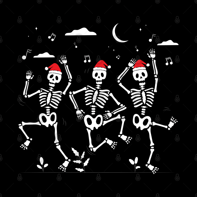 Dancing skeletons with xmas santa hats -  Christmas funny by RedCrunch