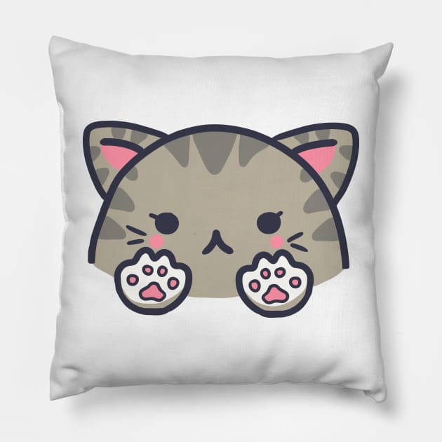 cute kawaii grey cat Pillow by grafitytees