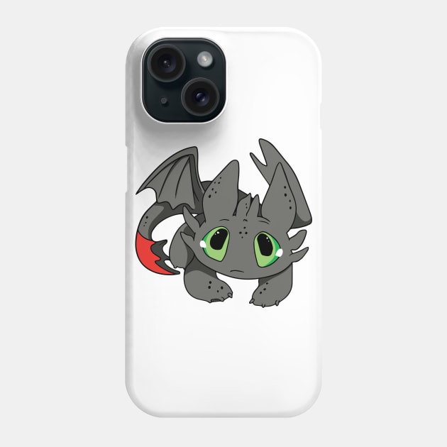 Sad toothless dragon, Howtotrainyourdragon fanart, Night fury Phone Case by PrimeStore