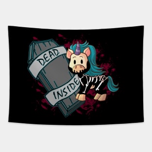 Knarf the Unicorn - Dead Inside - Kawaii Cute Goth Tapestry