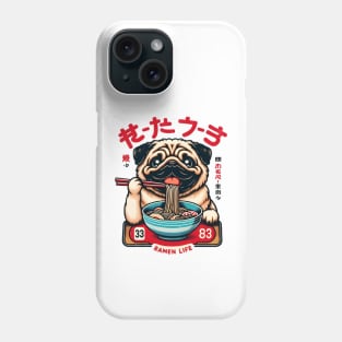 Cute Pug Eating Ramen Phone Case