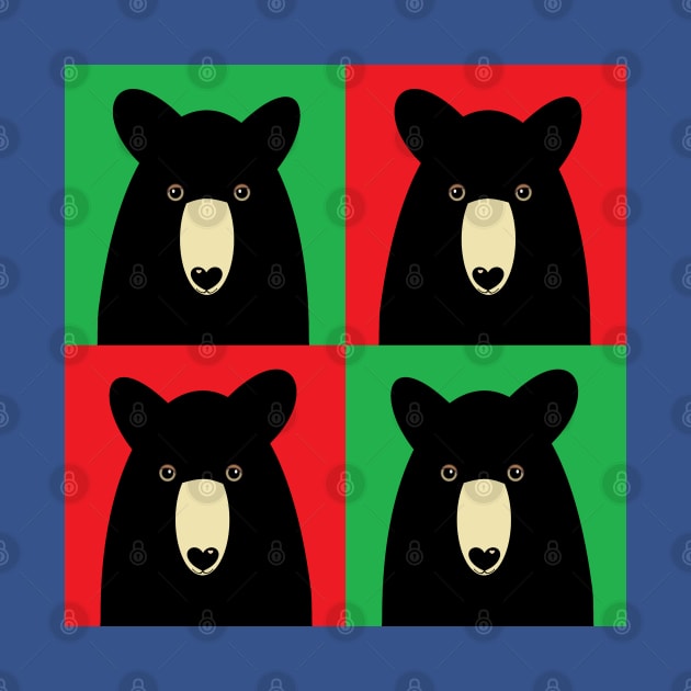 BLACK BEAR ON GREEN AND RED by JeanGregoryEvans1
