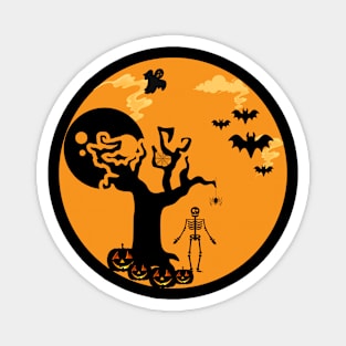 Skeleton Halloween in haunted forest Magnet