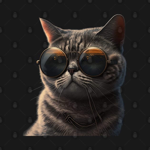 Cat Wearing Sunglasses by AI INKER