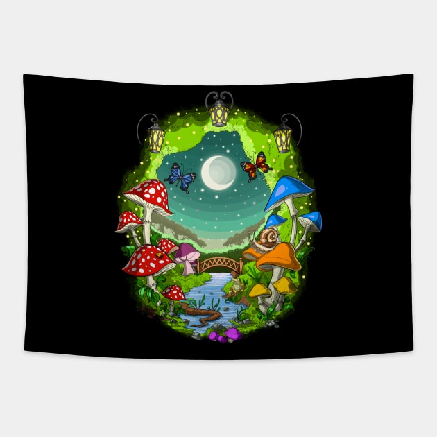 Magic Mushrooms Forest Tapestry by underheaven