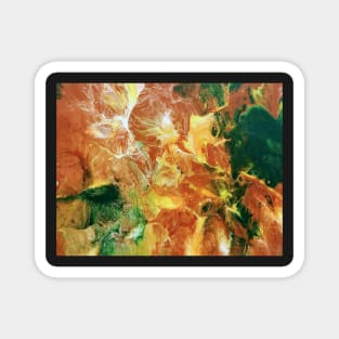 Orange and Green Floral Abstract Magnet