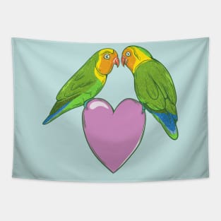 Love birds on a heart Tapestry