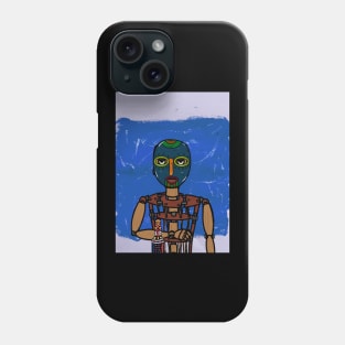 Embrace the Harmony - A PuppetMask NFT named Karma with AfricanEye Color and Expressionist Background Phone Case