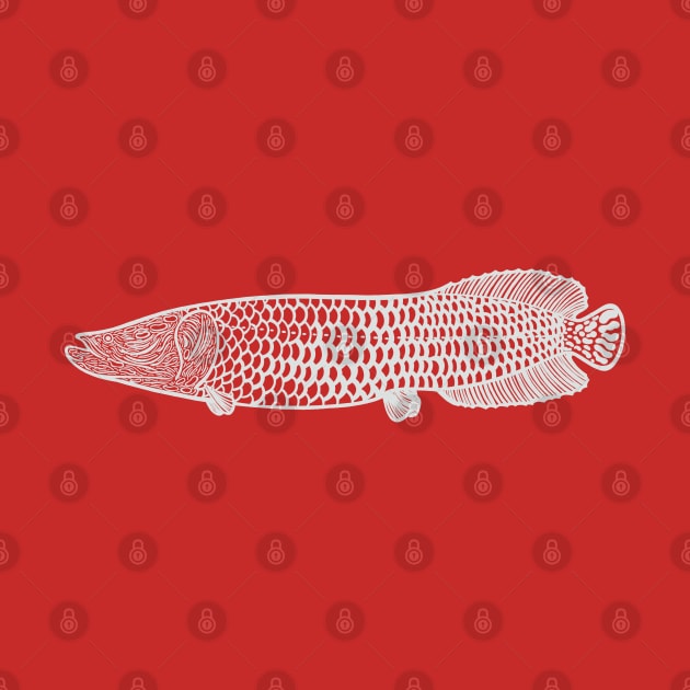 Arapaima - detailed hand drawn fish design by Green Paladin