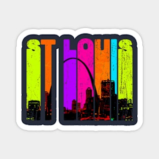 Retro St Louis Missouri Cityscape Skyline Magnet