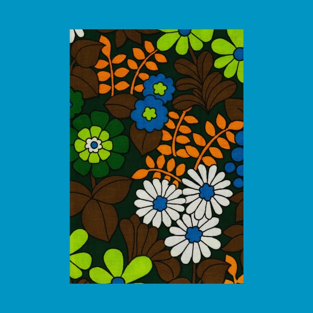 70s Flowers Green and Blue by Funkiberd