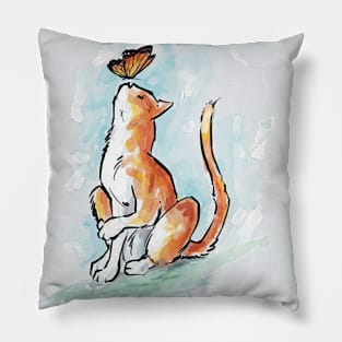 cat n butterfly Pillow