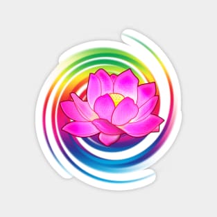 Lotus Flower with Rainbow Spiral Magnet