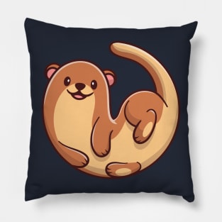 Cute Otter Cartoon Illustration Pillow
