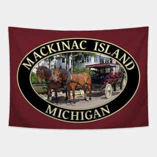 Horse and Carriage in Historic Mackinac Island, Michigan Tapestry