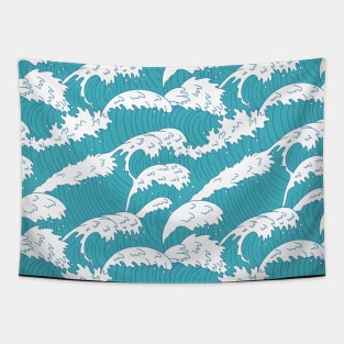 blue vintage waves Tapestry