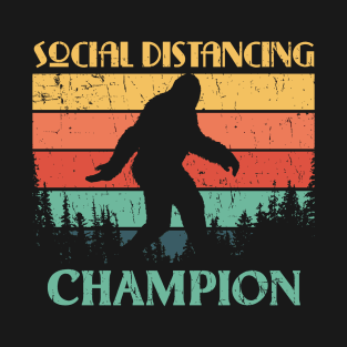 Social Distancing Champion Gift Bigfoot Vintage Sasquatch T-Shirt