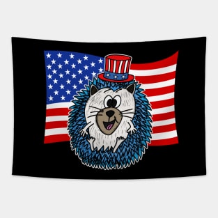 4th July Hedgehog American Flag Tapestry