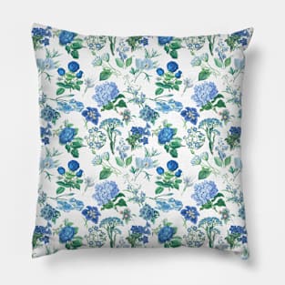 Vintage Blue Flowers Pillow