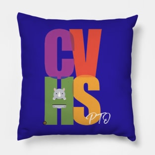 WHITE PTO ON BLUE CVHS PTO LOGO Pillow