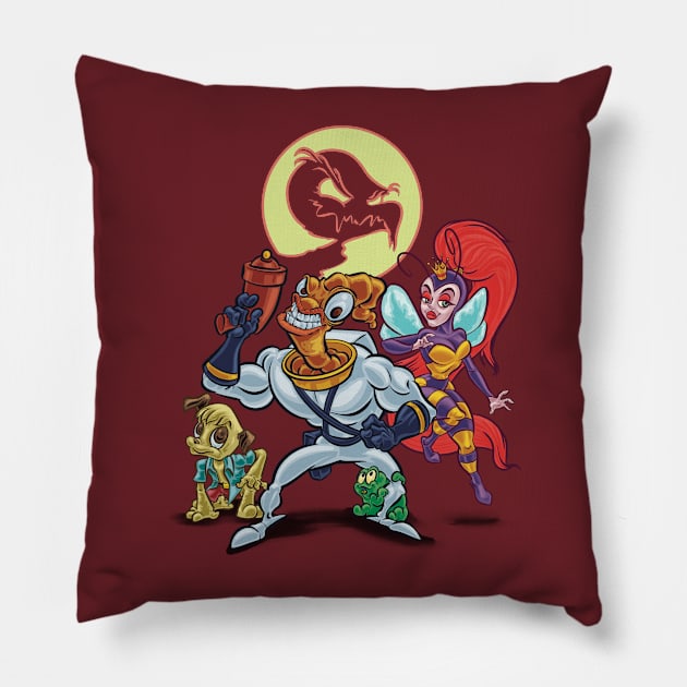 Earthworm Jim Pillow by majanation