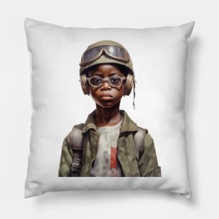 Military Minded Street Soldier Urban Warrior Black Boy Pillow