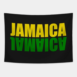 Jamaica mirrored in the colors of the Jamaican flag black green and gold Tapestry