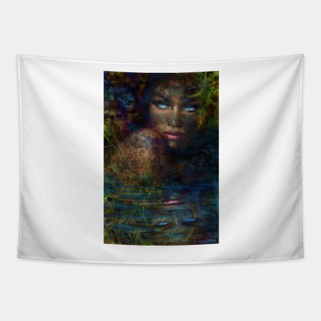 Blue Eyes Jungle Tapestry by Angie Braun