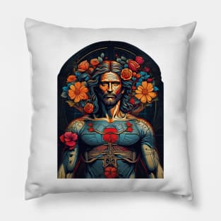 vitruvian man color Pillow