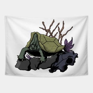 Ancient Turtle Skull Design Tapestry