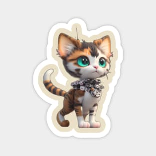 Calico Cyborg Cat Magnet