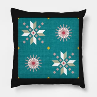 Geometric retro stars on turquoise, seamless pattern Pillow