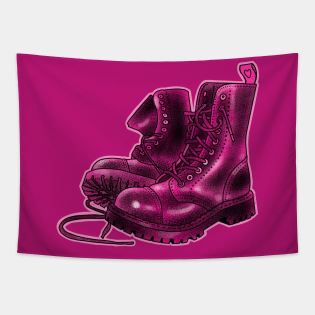 Pink combat boots Tapestry by weilertsen