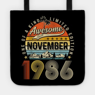 Awesome Since November 1986 Vintage 37th Birthday Tote