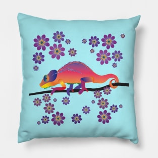 Rainbow chameleon Pillow