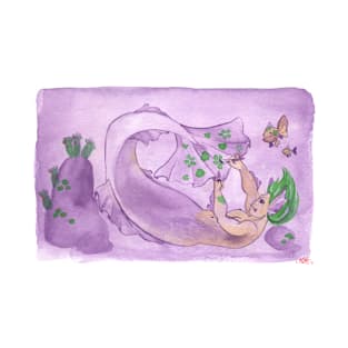 MerMay Underwater Purple Painter Merman Watercolor T-Shirt