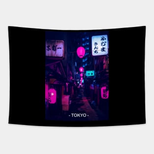 Tokyo Street Neon Synthwave Tapestry