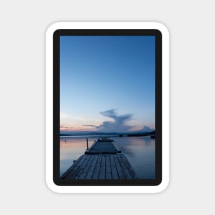 Wooden pontoon bridge in Greece, at sunset time Magnet