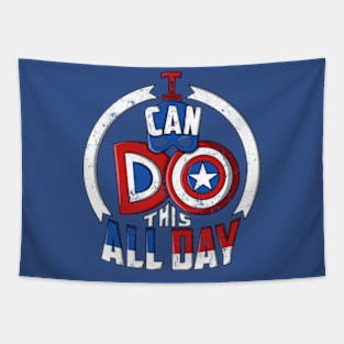 Superhero saying quote, I can do this all day Tapestry