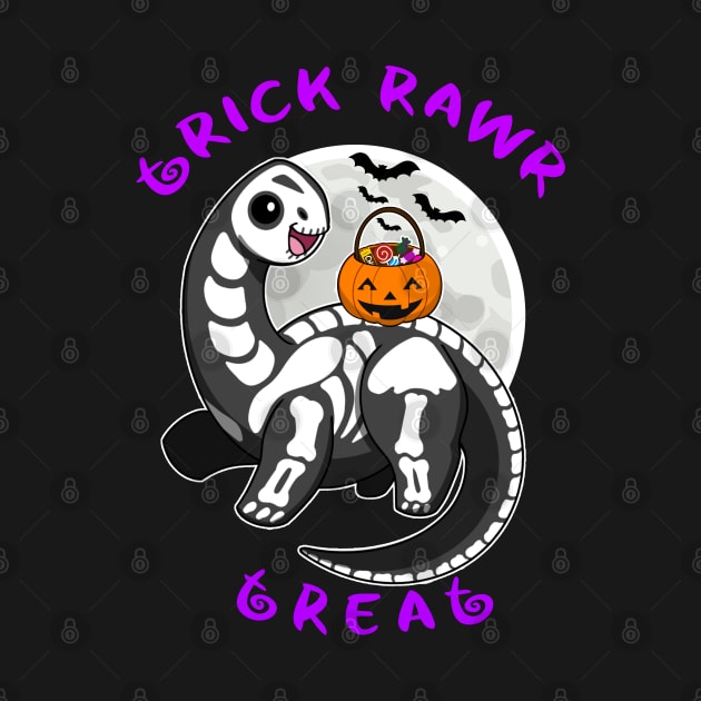 Trick Rawr Treat Halloween Dinosaur kawaii kids costume Brontosaurus by JustJoshDesigns