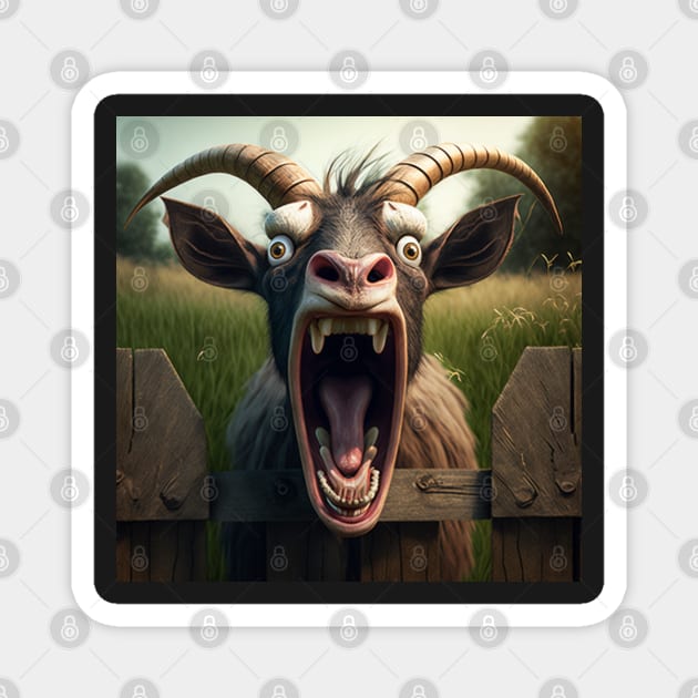 Funny Farm Screaming Goat Magnet by TheArtfulAllie